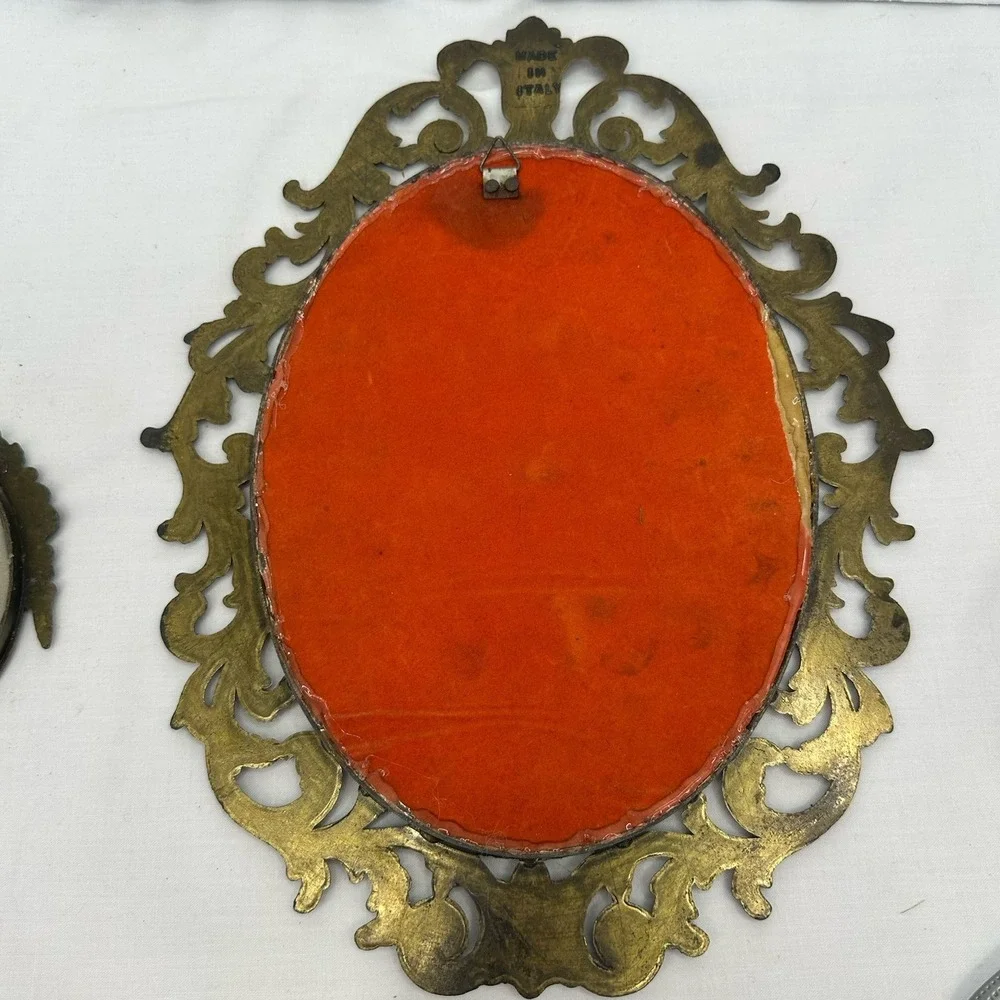 Lot 3 Cast Metal Brass Tone Art Nouveau Ornate Oval Wall Picture Frames Italy